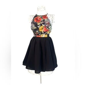 Mango Black Small Party Skirt AND Soprano Floral Halter Top